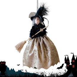 KissICON Halloween Witch Doll Decoration Cute Spooky Retro Festival Decoration Witch Doll Halloween Tree Ornaments for Haunted House Bar