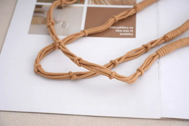 KissICON Hand-woven Cotton Thread Ethnic Hollow Shoulder Tote