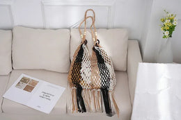 KissICON Hand-woven Cotton Thread Ethnic Hollow Shoulder Tote