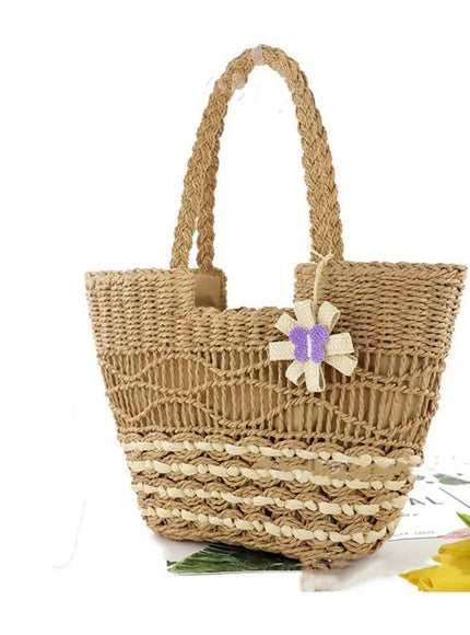 KissICON Hand-woven Straw Shoulder Large-capacity Tote