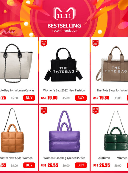 KissICON Handbag – 2022winter Down Cotton