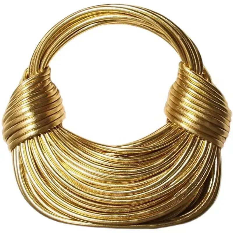 KissICON Handbags Gold Designer Brand Handwoven Noodle Bags