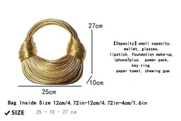 KissICON Handbags Gold Designer Brand Handwoven Noodle Bags