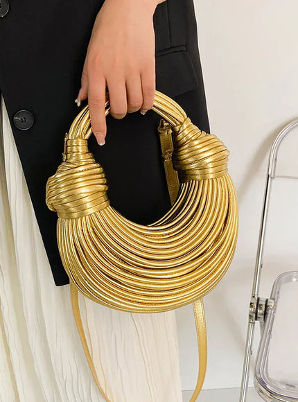 KissICON Handbags Gold Designer Brand Handwoven Noodle Bags