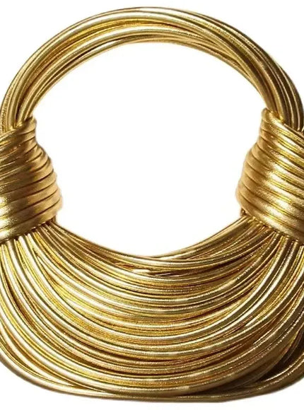 KissICON Handbags Gold Designer Brand Handwoven Noodle Bags