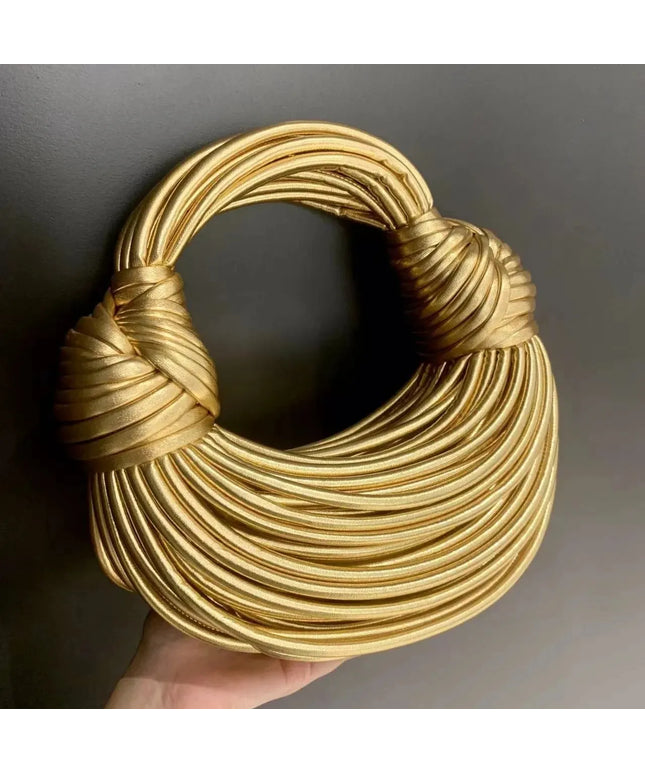 KissICON Handbags Gold Designer Brand Handwoven Noodle Bags