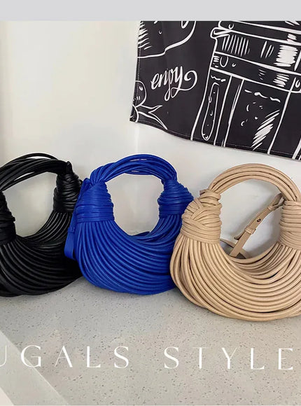 KissICON Handbags In Gold Designer Brand Handwoven Noodle