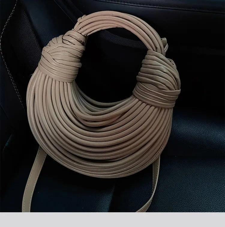 KissICON Handbags In Gold Designer Brand Handwoven Noodle