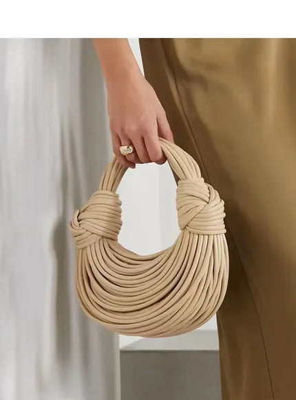 KissICON Handbags In Gold Designer Brand Handwoven Noodle