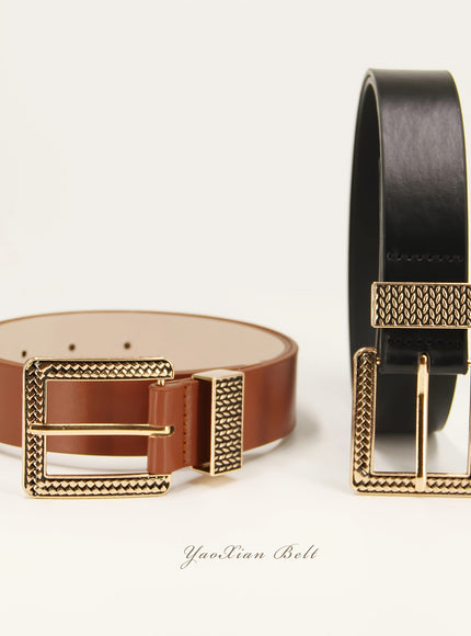 jkthpu-45 Handmade Light Luxury Gold Buckle Womens Versatile Fashion Belt