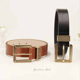 jkthpu-45 Handmade Light Luxury Gold Buckle Womens Versatile Fashion Belt