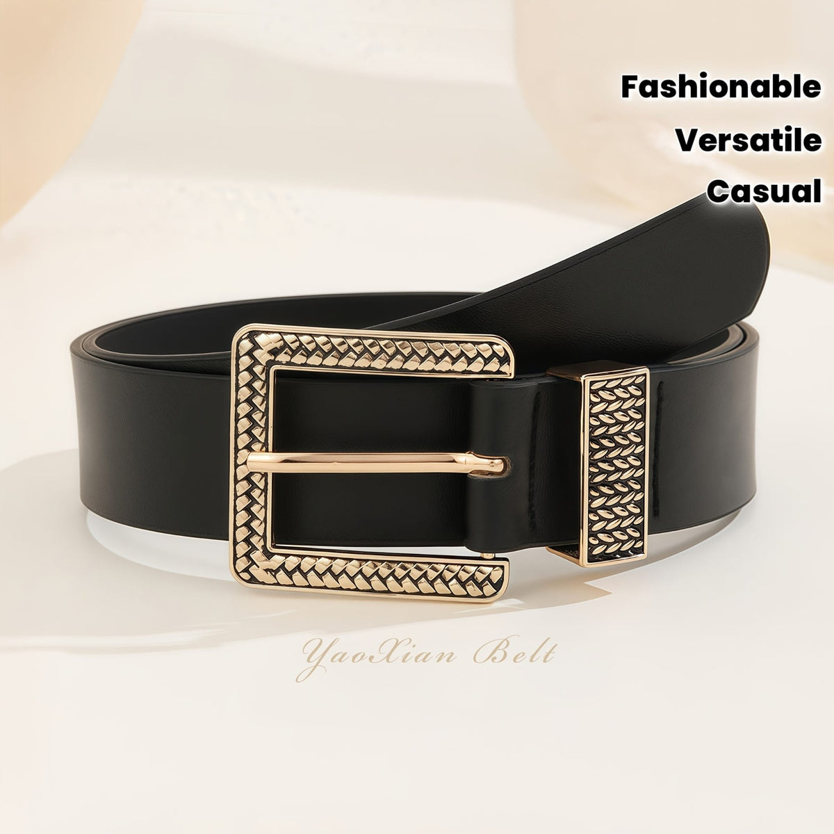 jkthpu-45 Handmade Light Luxury Gold Buckle Womens Versatile Fashion Belt