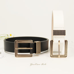 jkthpu-45 Handmade Light Luxury Gold Buckle Womens Versatile Fashion Belt