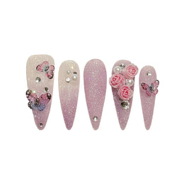 KissICON Handmade Press On Nails Full Glitter False Nails