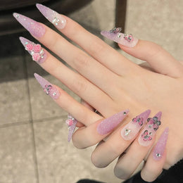 KissICON Handmade Press On Nails Full Glitter False Nails