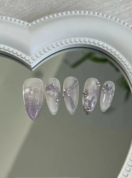 KissICON 💋 Handmade Purple Butterfly Press On Nails -