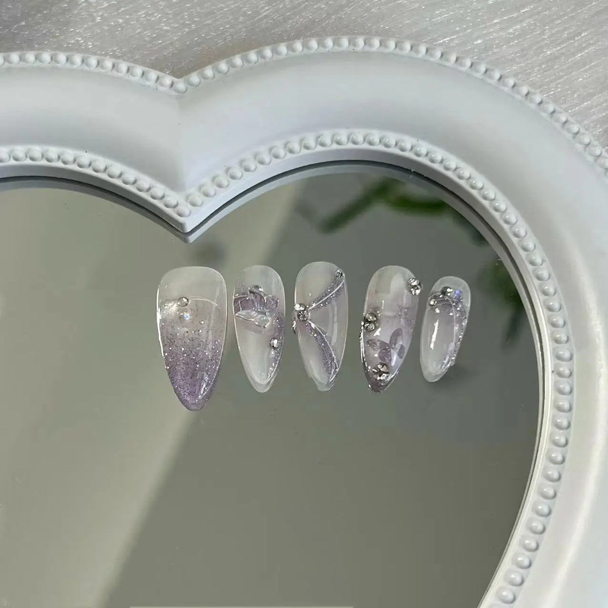 KissICON 💋 Handmade Purple Butterfly Press On Nails -