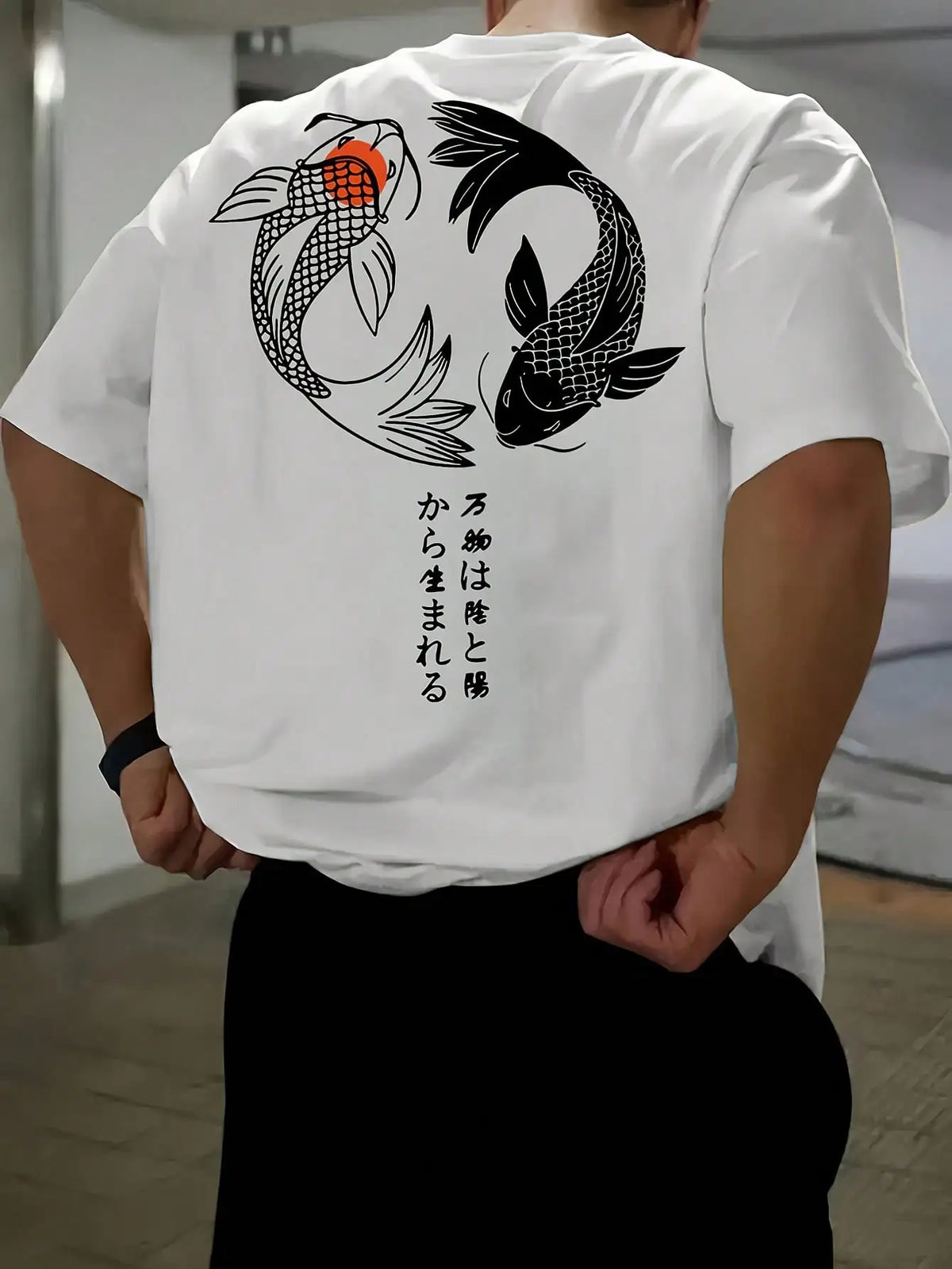 KissICON Harajuku Koi Cotton Tee Summer Style for Men
