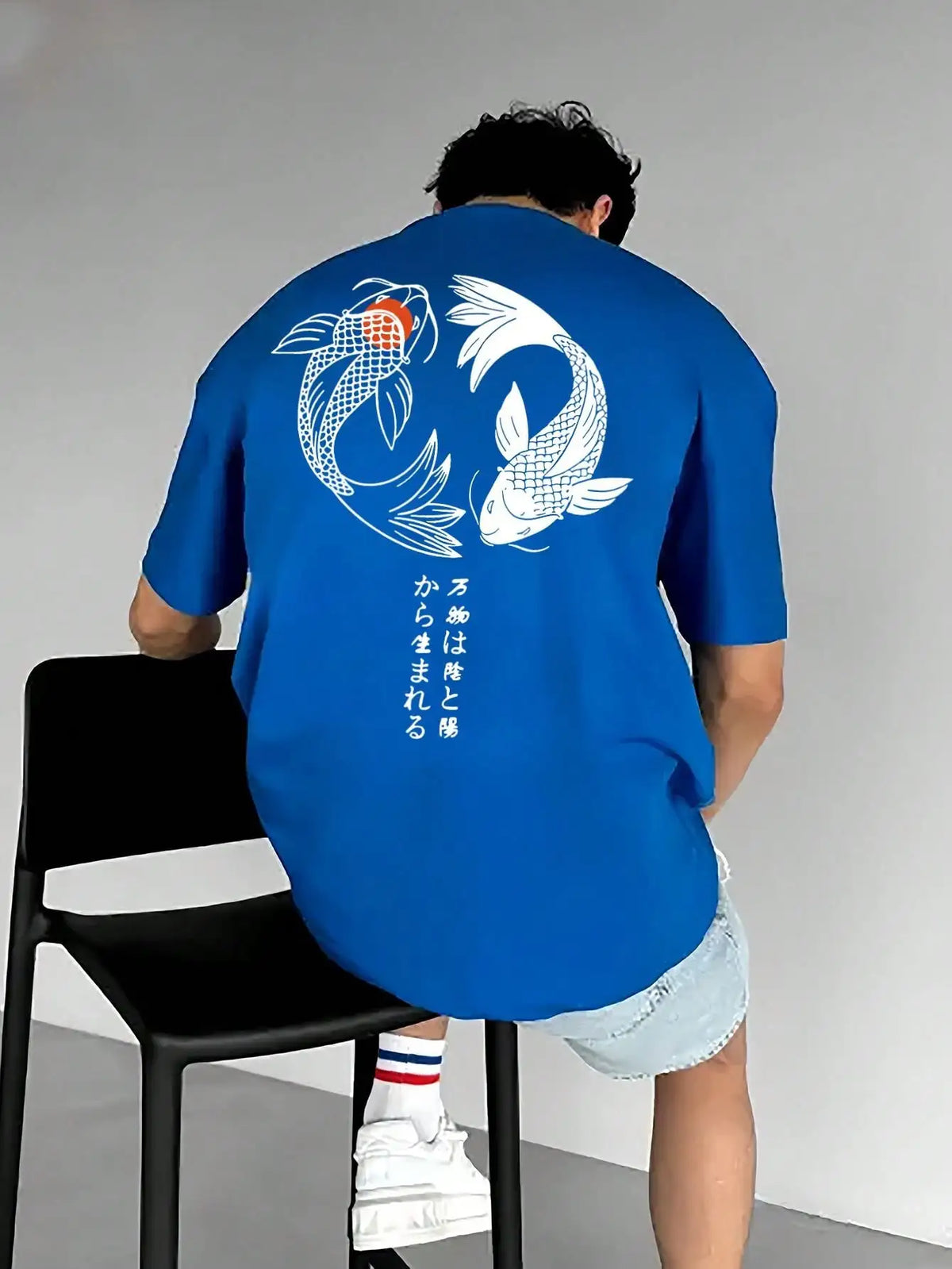 KissICON Harajuku Koi Cotton Tee Summer Style for Men