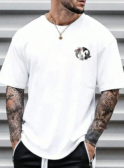 KissICON Harajuku Koi Cotton Tee Summer Style for Men