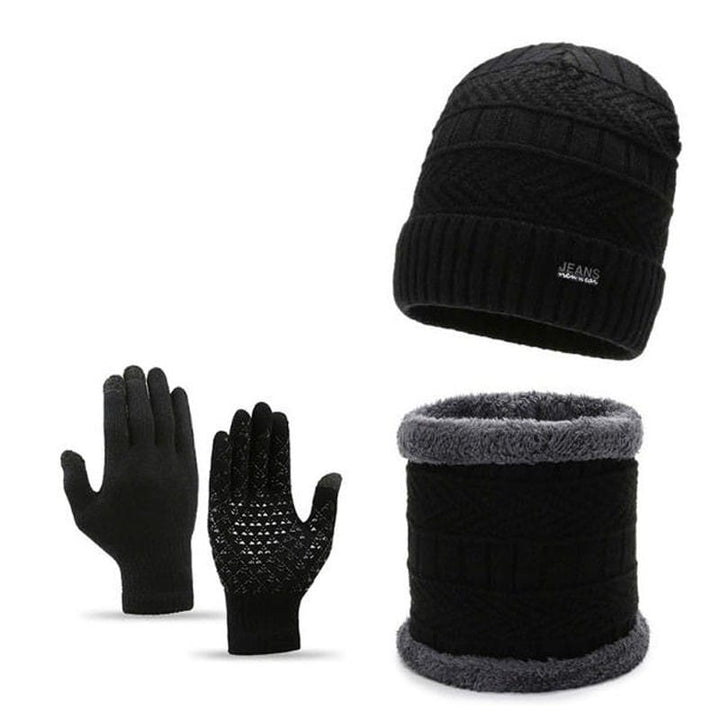 Cozy Winter 3Piece Unisex Hat Scarf Snood  Gloves Set