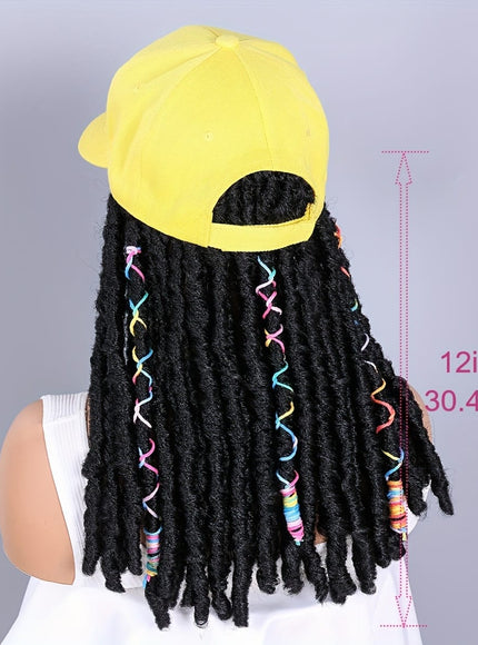 KissICON Hat Wigs 12in Dreadlock Black Cap