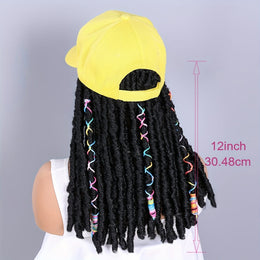 KissICON Hat Wigs 12in Dreadlock Black Cap
