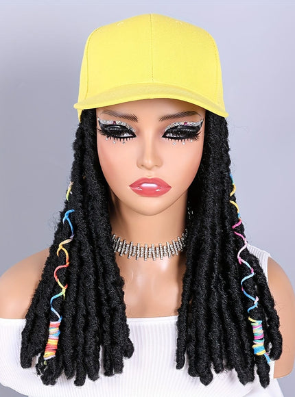 KissICON Hat Wigs 12in Dreadlock Black Cap