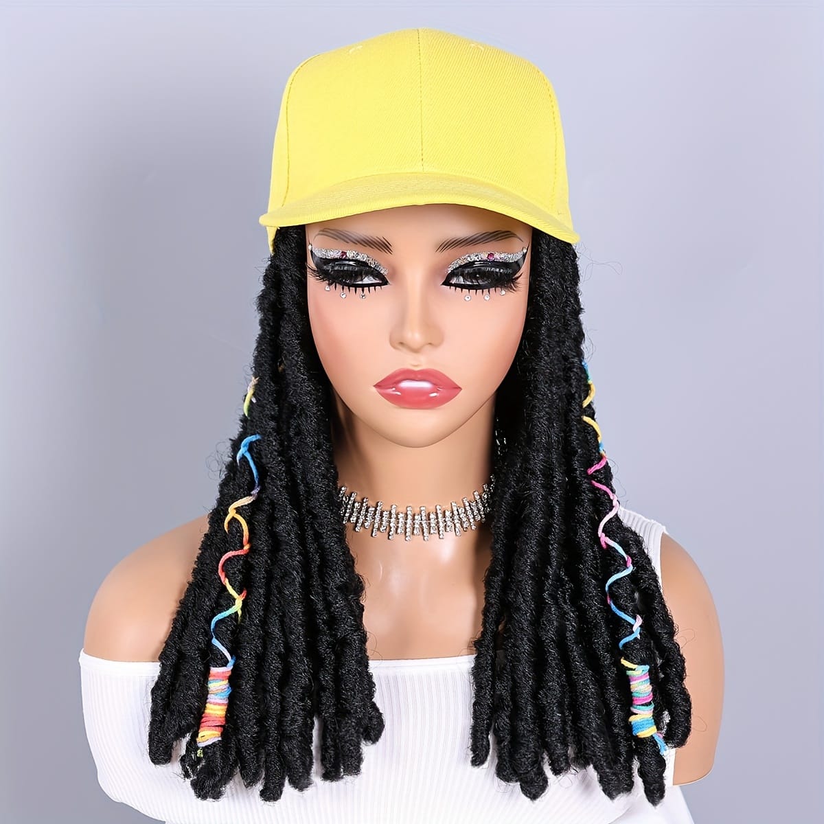 KissICON Hat Wigs 12in Dreadlock Black Cap