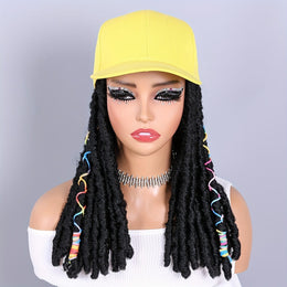 KissICON Hat Wigs 12in Dreadlock Black Cap