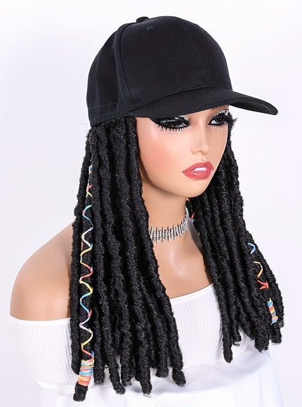 KissICON Hat Wigs 12in Dreadlock Black Cap