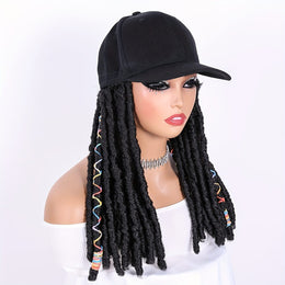 KissICON Hat Wigs 12in Dreadlock Black Cap