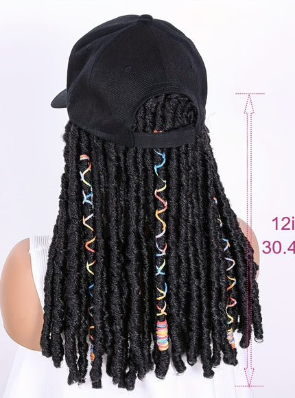 KissICON Hat Wigs 12in Dreadlock Black Cap