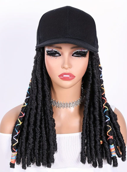KissICON Hat Wigs 12in Dreadlock Black Cap