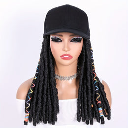 KissICON Hat Wigs 12in Dreadlock Black Cap
