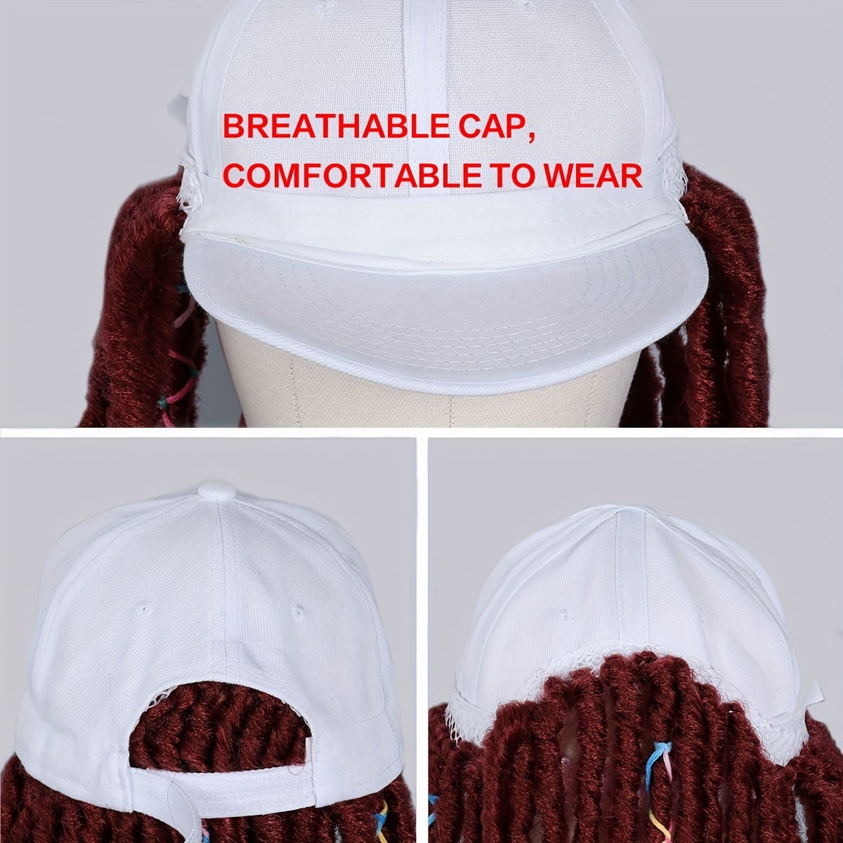KissICON Hat Wigs 12in Dreadlock Black Cap