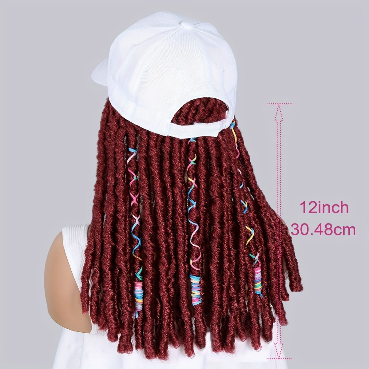KissICON Hat Wigs 12in Dreadlock Black Cap