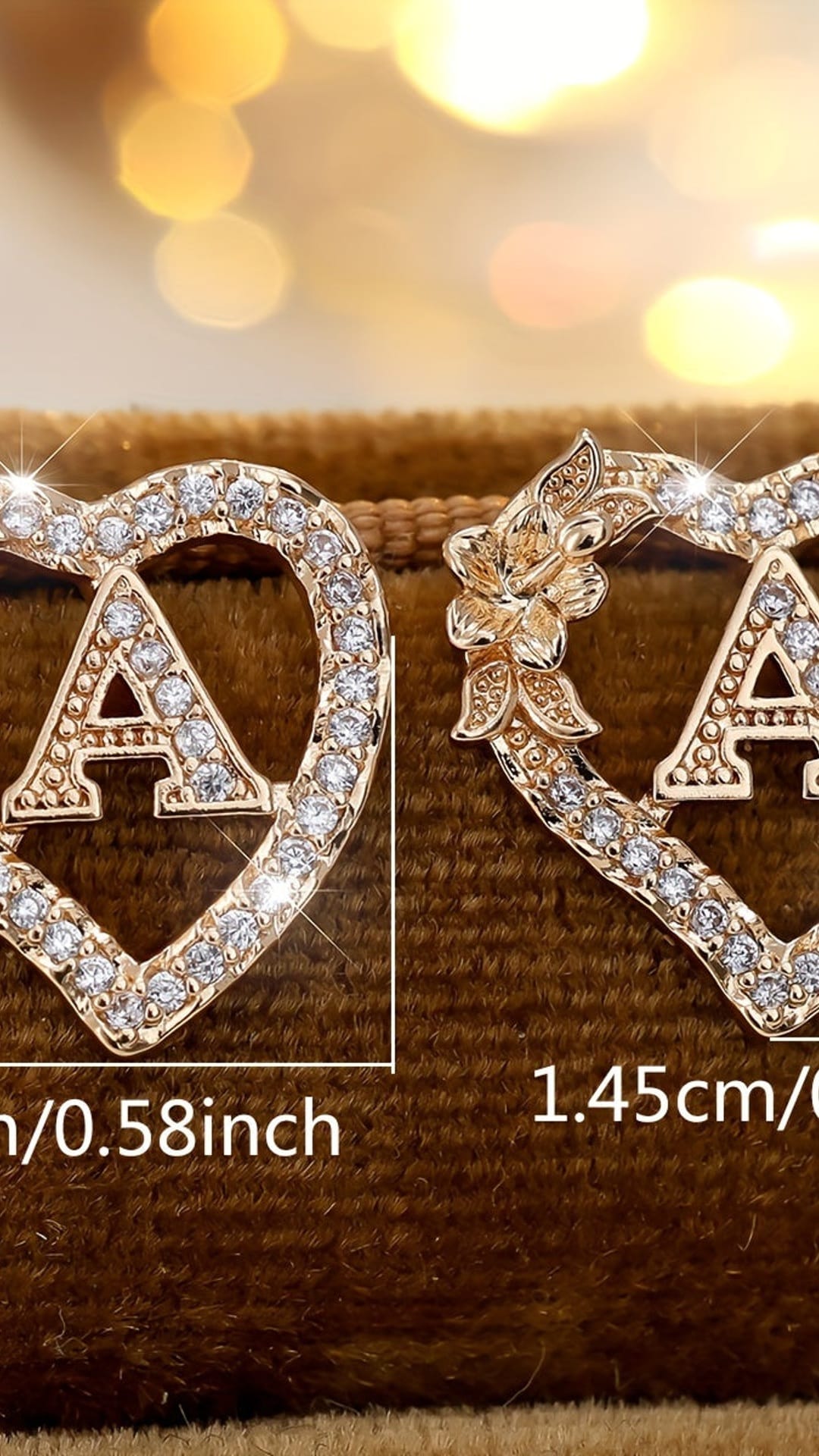 jkthpu-45 Heart Initial Flower Earrings - April Birthstone Name Studs