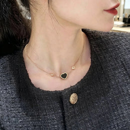 KissICON Heart‑Shaped Jewellery Women's Necklace Bracelet Earrings S925 Silver Plating Rose Gold 5A Zircon High-End Exquisite Party Gift
