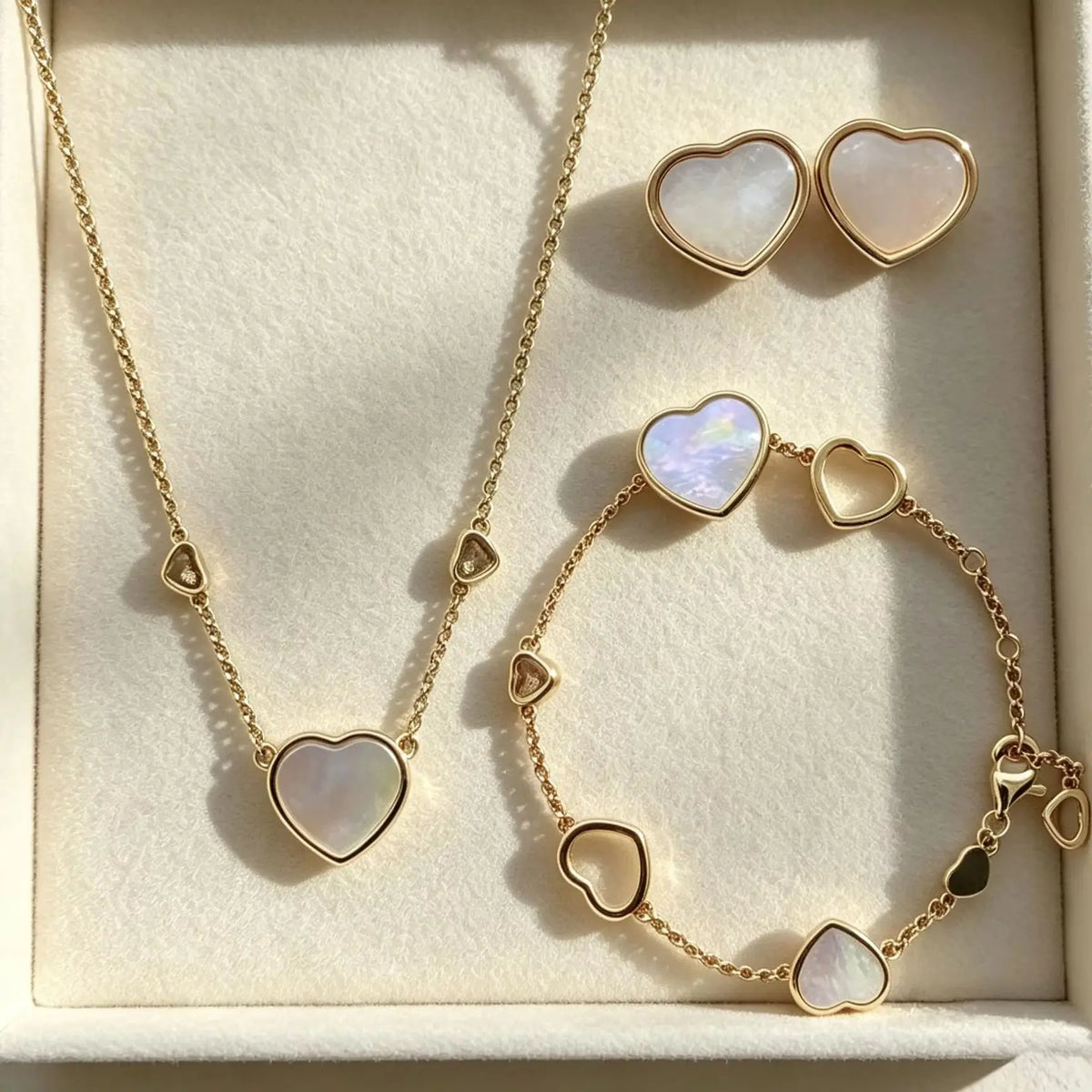 KissICON Heart‑Shaped Jewellery Women's Necklace Bracelet Earrings S925 Silver Plating Rose Gold 5A Zircon High-End Exquisite Party Gift