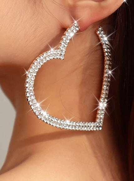 jkthpu-45 Earrings Heart Sparkling Earrings – Gold & Silver