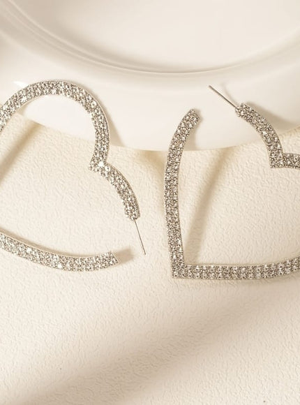 jkthpu-45 Earrings Heart Sparkling Earrings – Gold & Silver