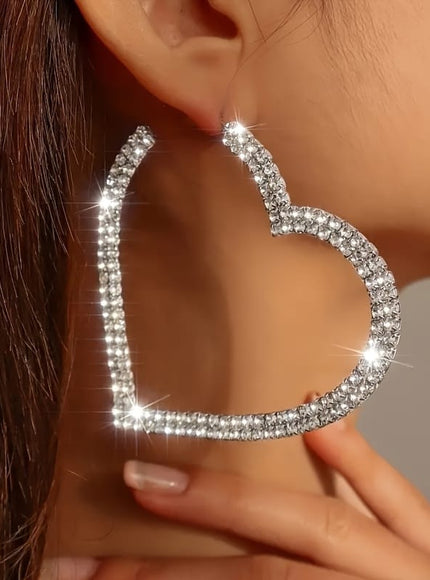 jkthpu-45 Earrings Heart Sparkling Earrings – Gold & Silver