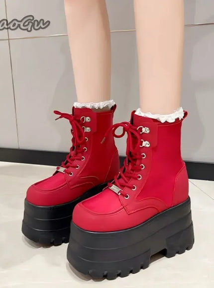 KissICON Height Increasing Super High Heeled Women's Boots Thick