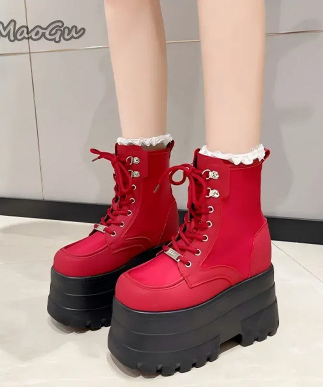 KissICON Height Increasing Super High Heeled Women's Boots Thick