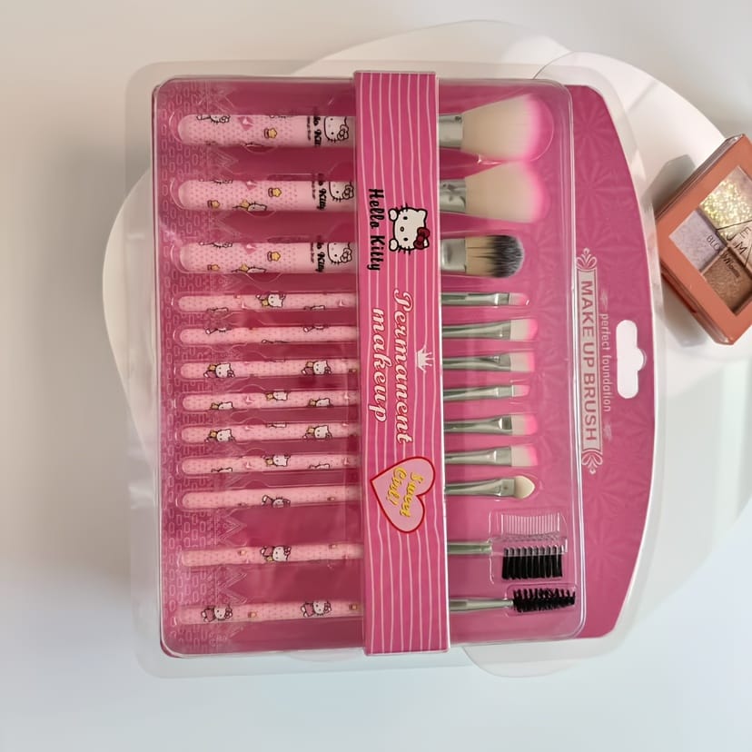 KissICON Hello Kitty 12 Hello Kitty 12pc Makeup Brush Set – Cute Soft Sensitive