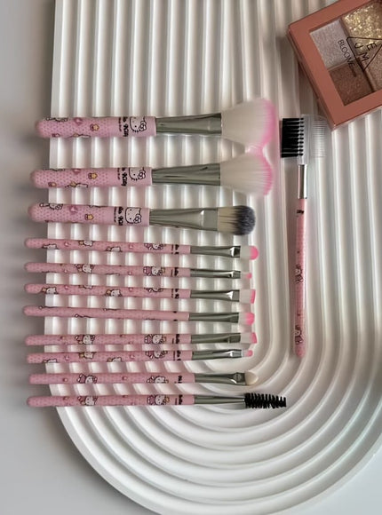 KissICON Hello Kitty 12 Hello Kitty 12pc Makeup Brush Set – Cute Soft Sensitive