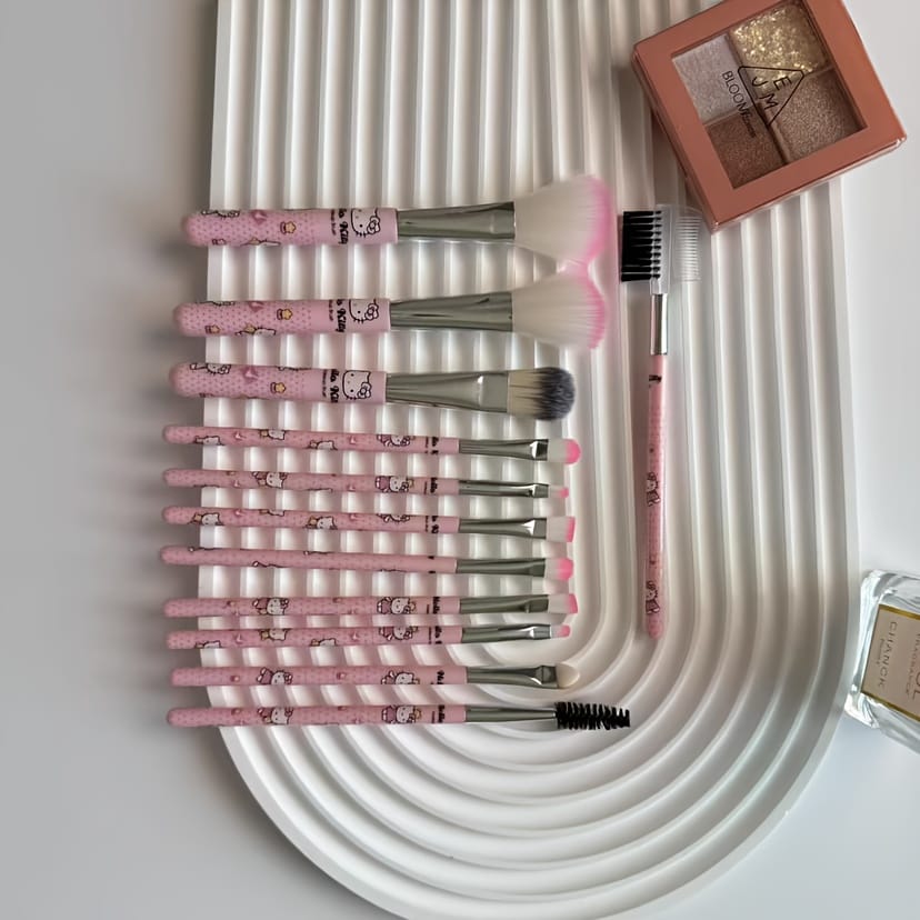 KissICON Hello Kitty 12 Hello Kitty 12pc Makeup Brush Set – Cute Soft Sensitive