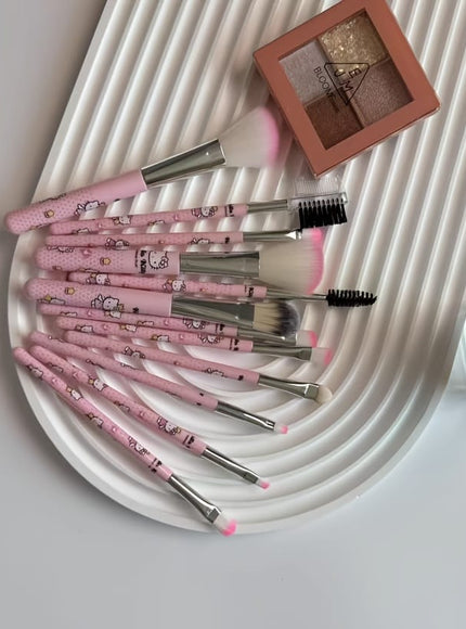 KissICON Hello Kitty 12 Hello Kitty 12pc Makeup Brush Set – Cute Soft Sensitive