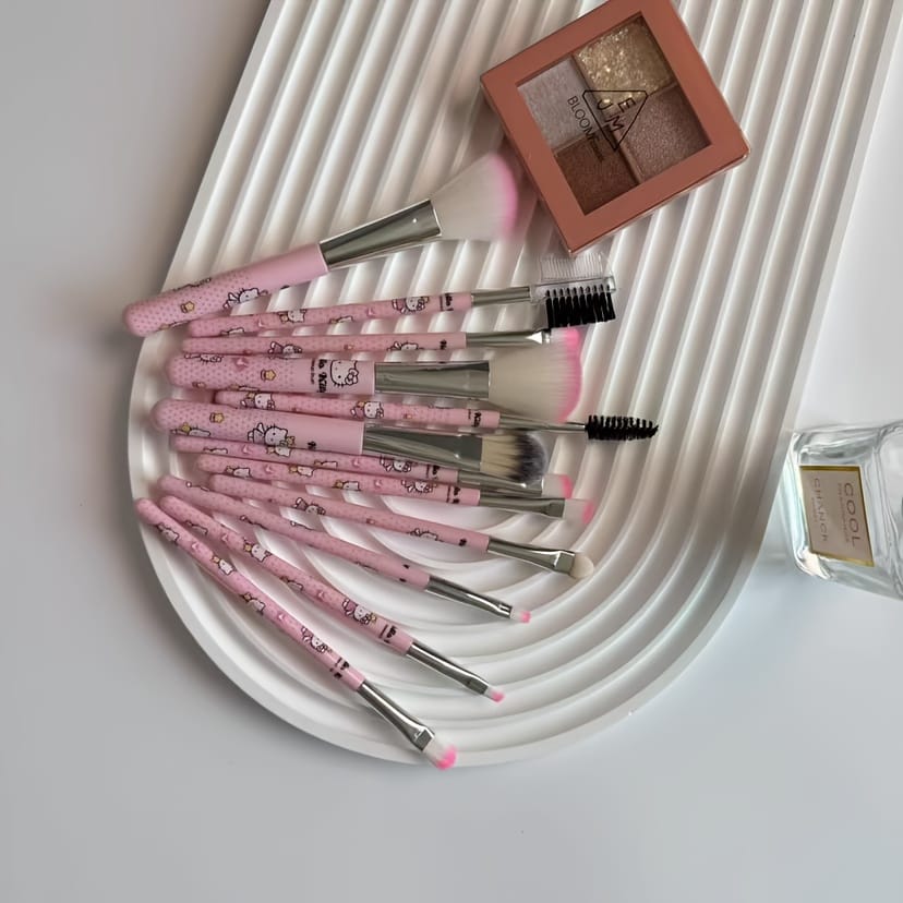 KissICON Hello Kitty 12 Hello Kitty 12pc Makeup Brush Set – Cute Soft Sensitive